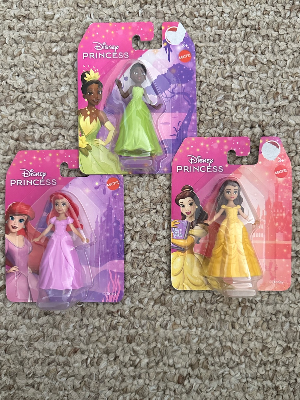 Mattel Disney Princess Mini Dolls Trio; Ariel, Tiana, and Belle